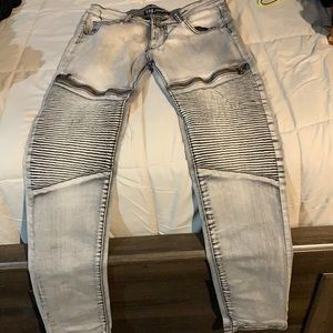 Gray biker skinny jeans